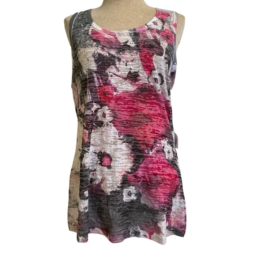 KOS USA NWT Yoga Dance Gym Tunic Tank Top Abstract Print Sleeveless NWT